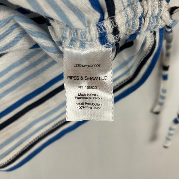 VERONICA BEARD JEANS‎ Blue White Striped Tie Side Crew Neck T Shirt Top Womens M - Picture 6 of 11